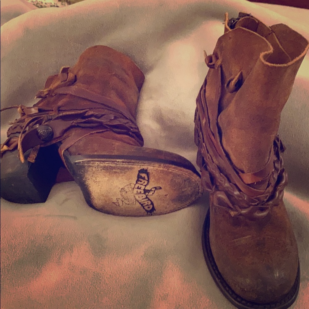 Freebird by Steven Cairo 8.5 brown leather booties
